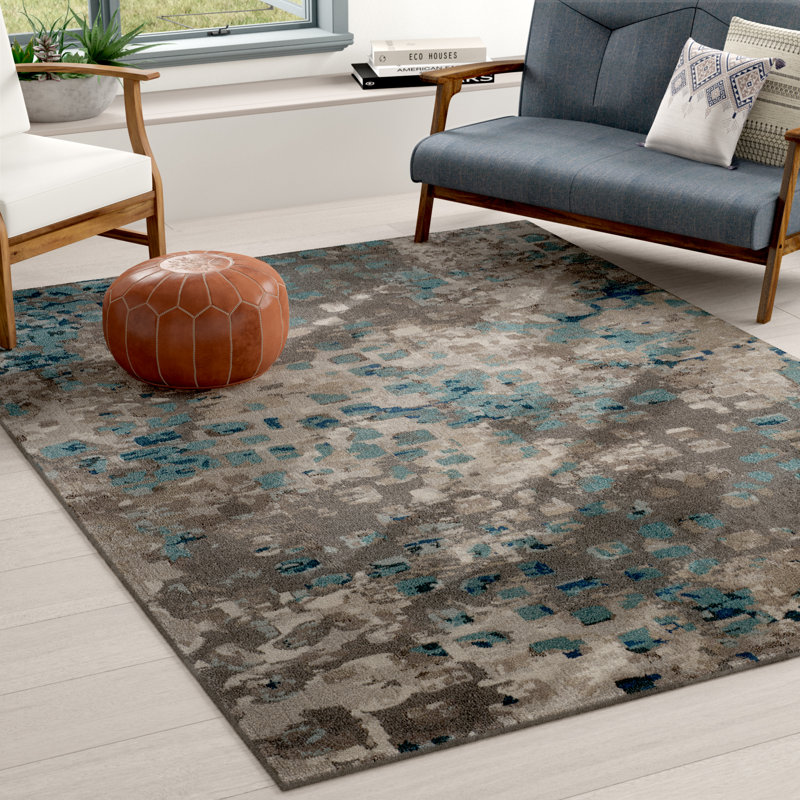 Mistana Indira Abstract Gray/Light Blue/Navy Blue Area Rug & Reviews